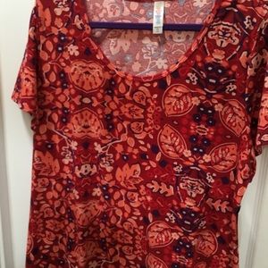 Lularoe Classic 3xl Dark Red bkgrnd floral